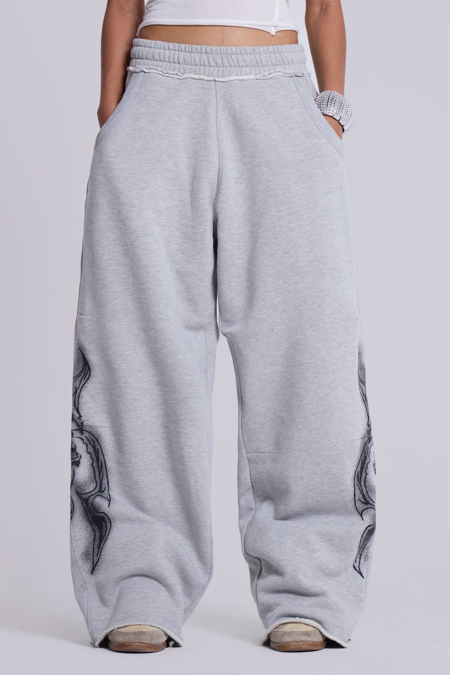 7243-grey-marl-gothic-print-baggy-monster-joggers-5.jpg Grey Marl Gothic Print Baggy Monster Joggers