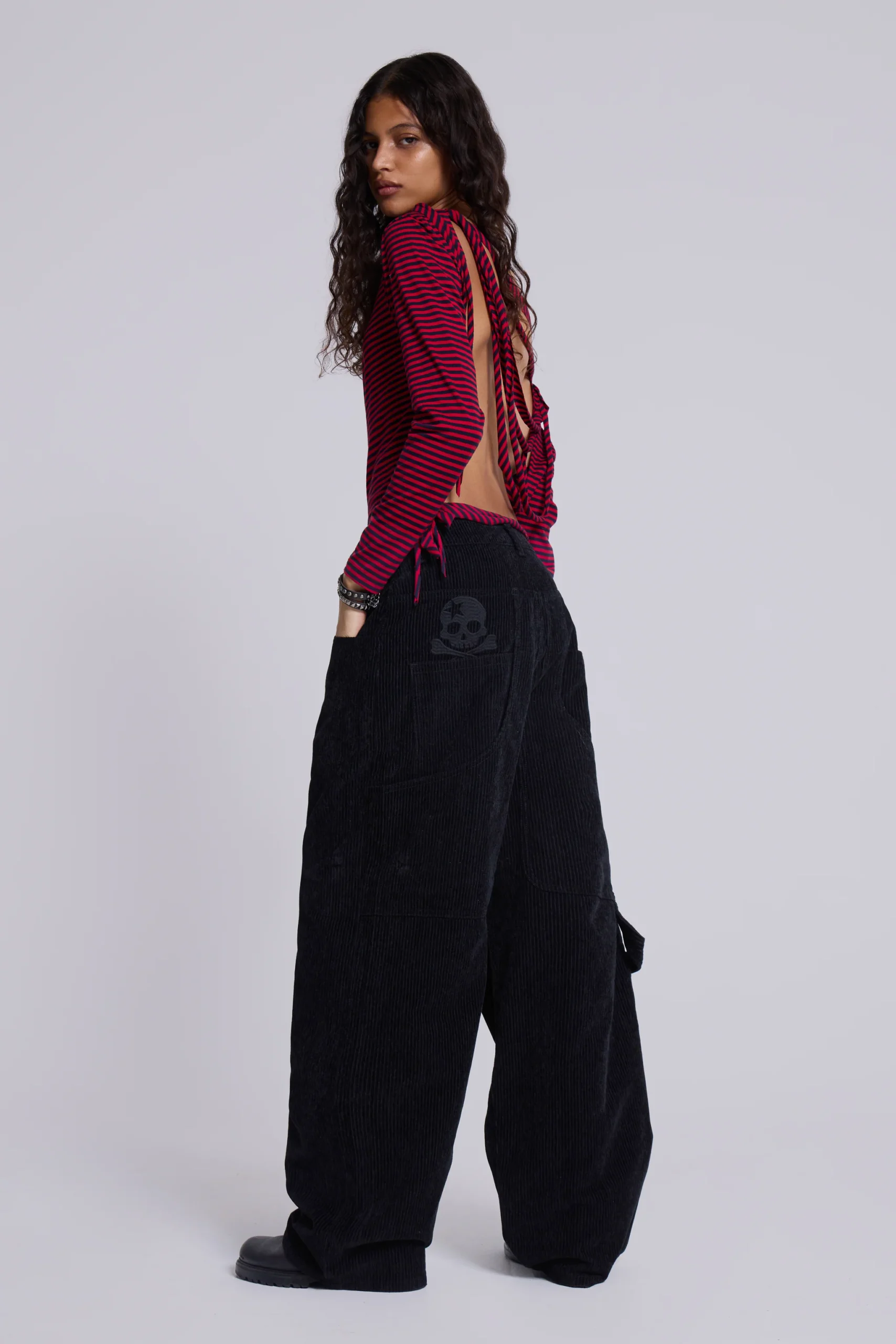 Black Skull Cord Colossus Jeans