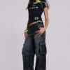 Sun Faded Black Trooper Cargo Pants