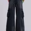 Sun Faded Black Trooper Cargo Pants