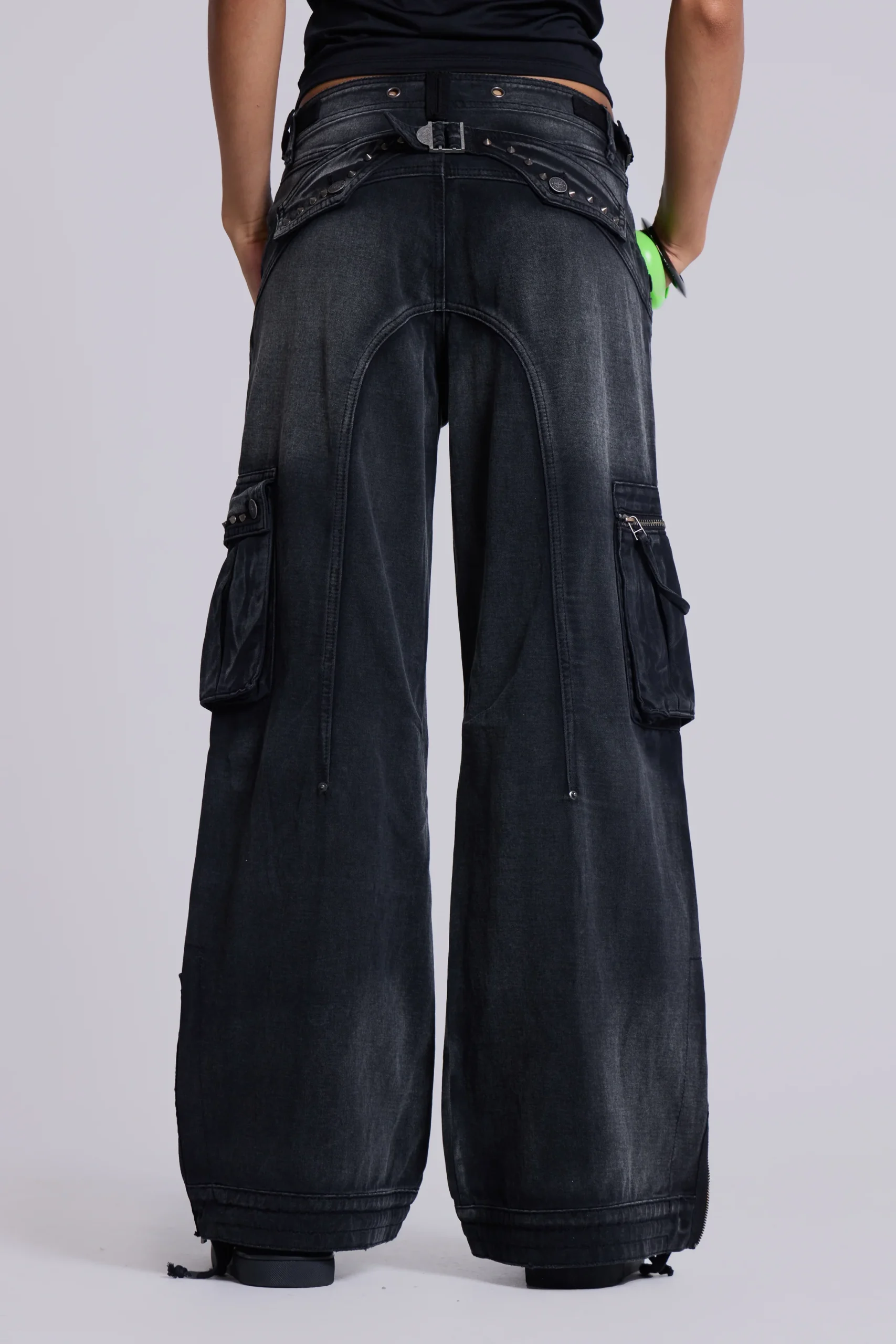 Sun Faded Black Trooper Cargo Pants