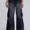 Sun Faded Black Trooper Cargo Pants