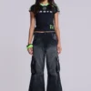 Sun Faded Black Trooper Cargo Pants