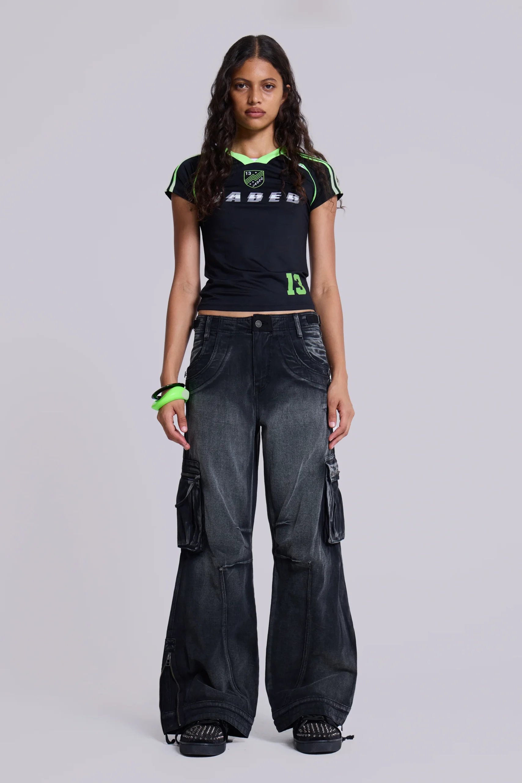 Sun Faded Black Trooper Cargo Pants