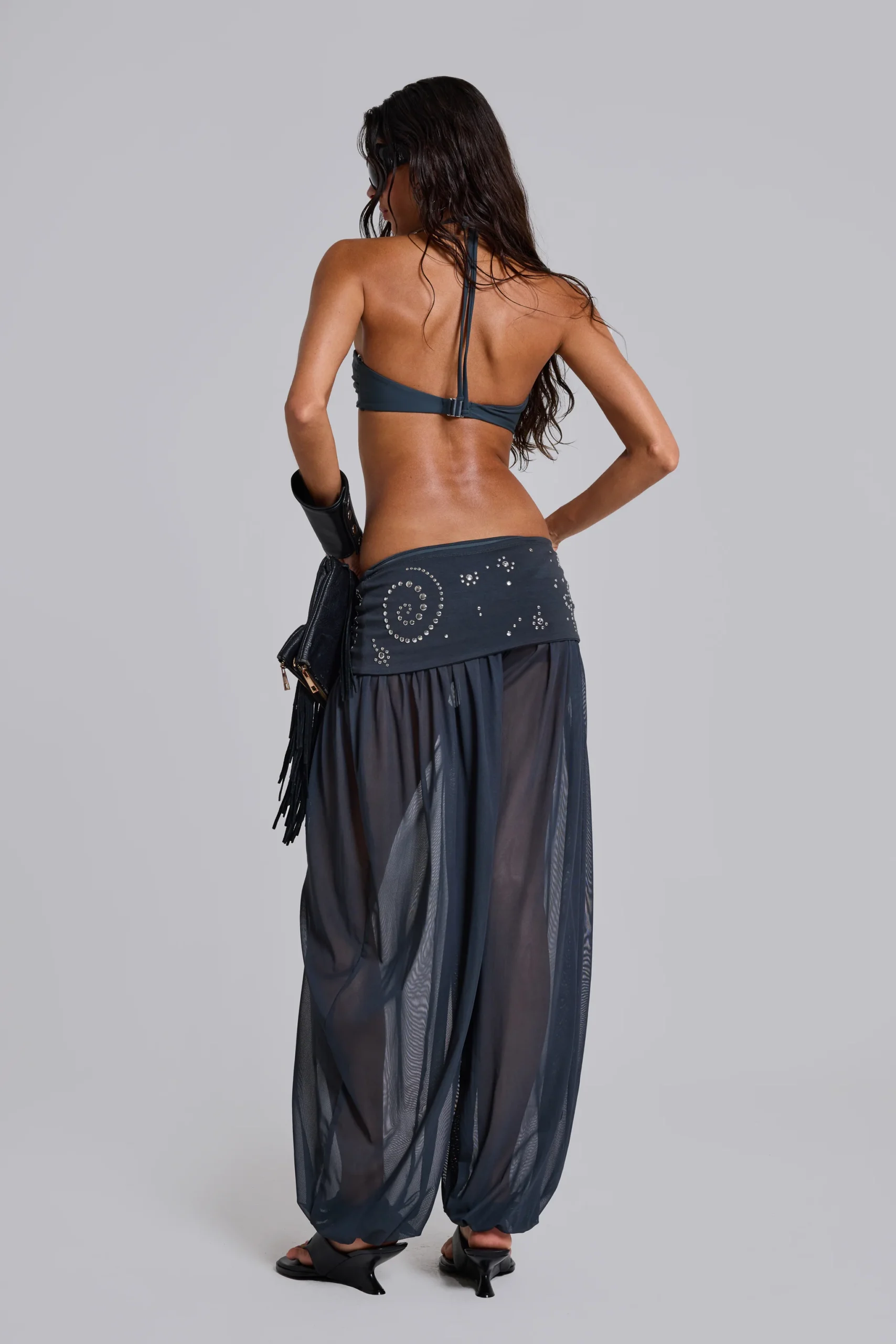 Pelagia Foldover Studded Balloon Trousers