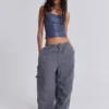 Vintage Grey Parachute Cargo Pants