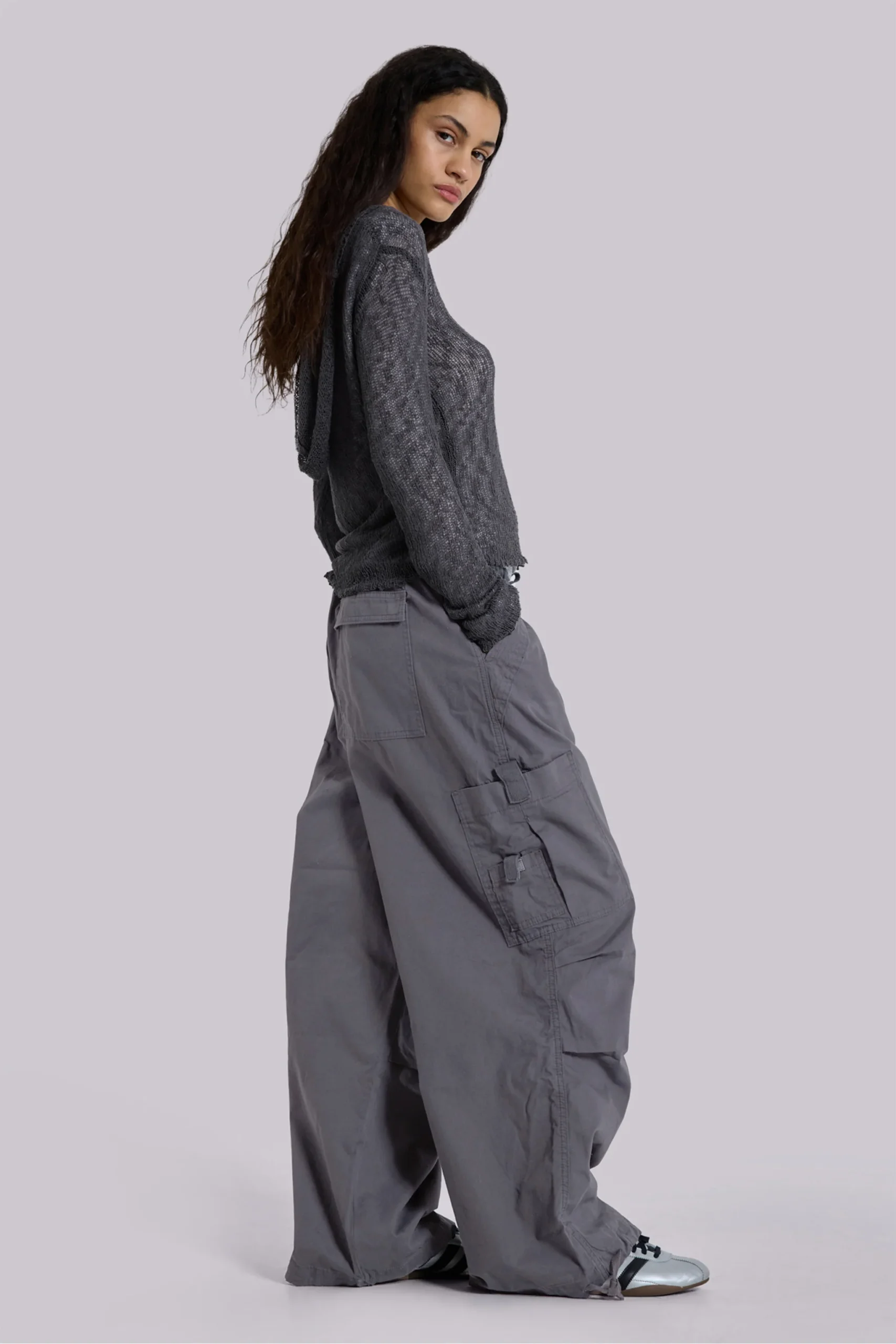 Vintage Grey Parachute Cargo Pants
