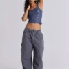 Vintage Grey Parachute Cargo Pants