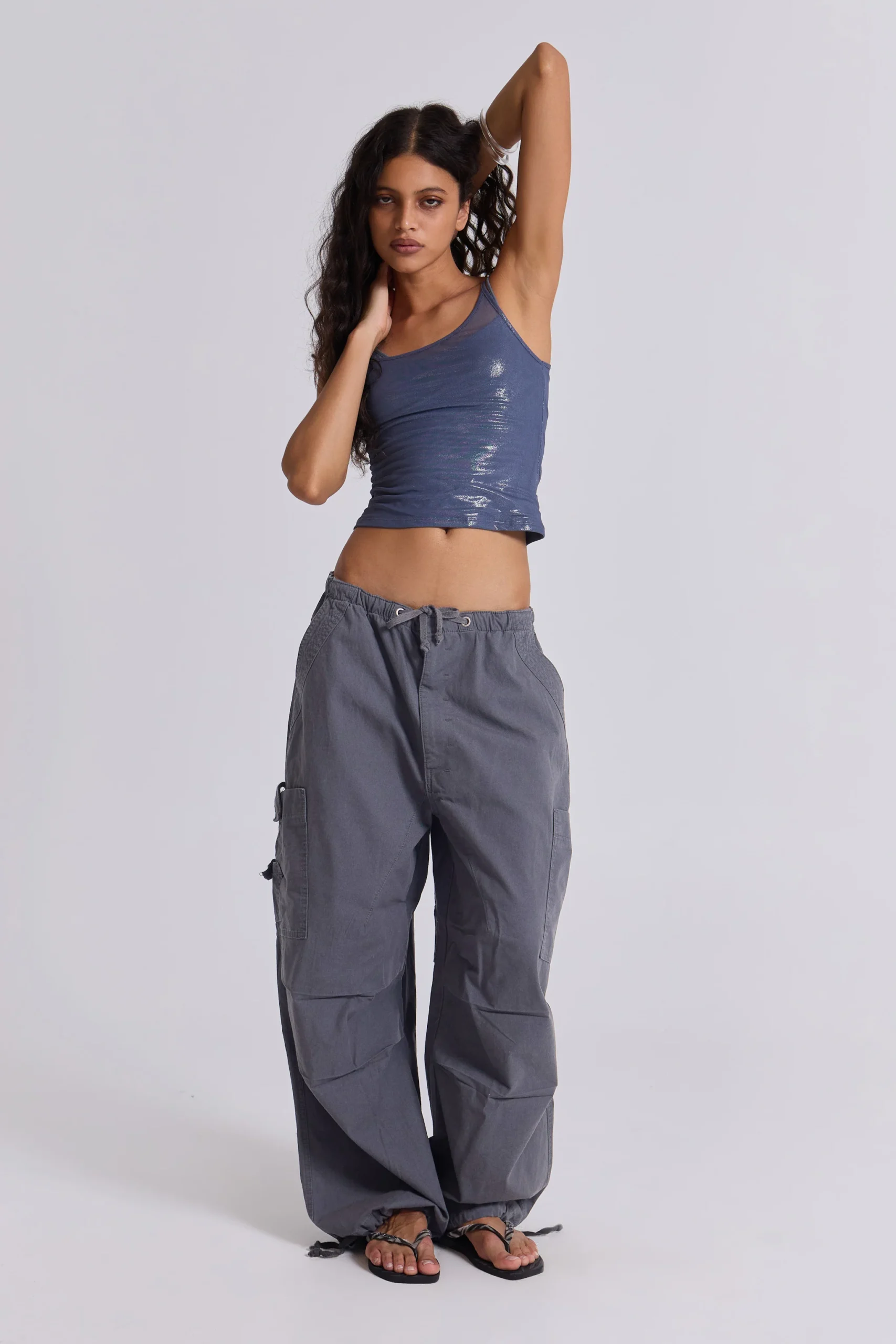 Vintage Grey Parachute Cargo Pants