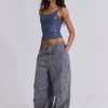 Vintage Grey Parachute Cargo Pants