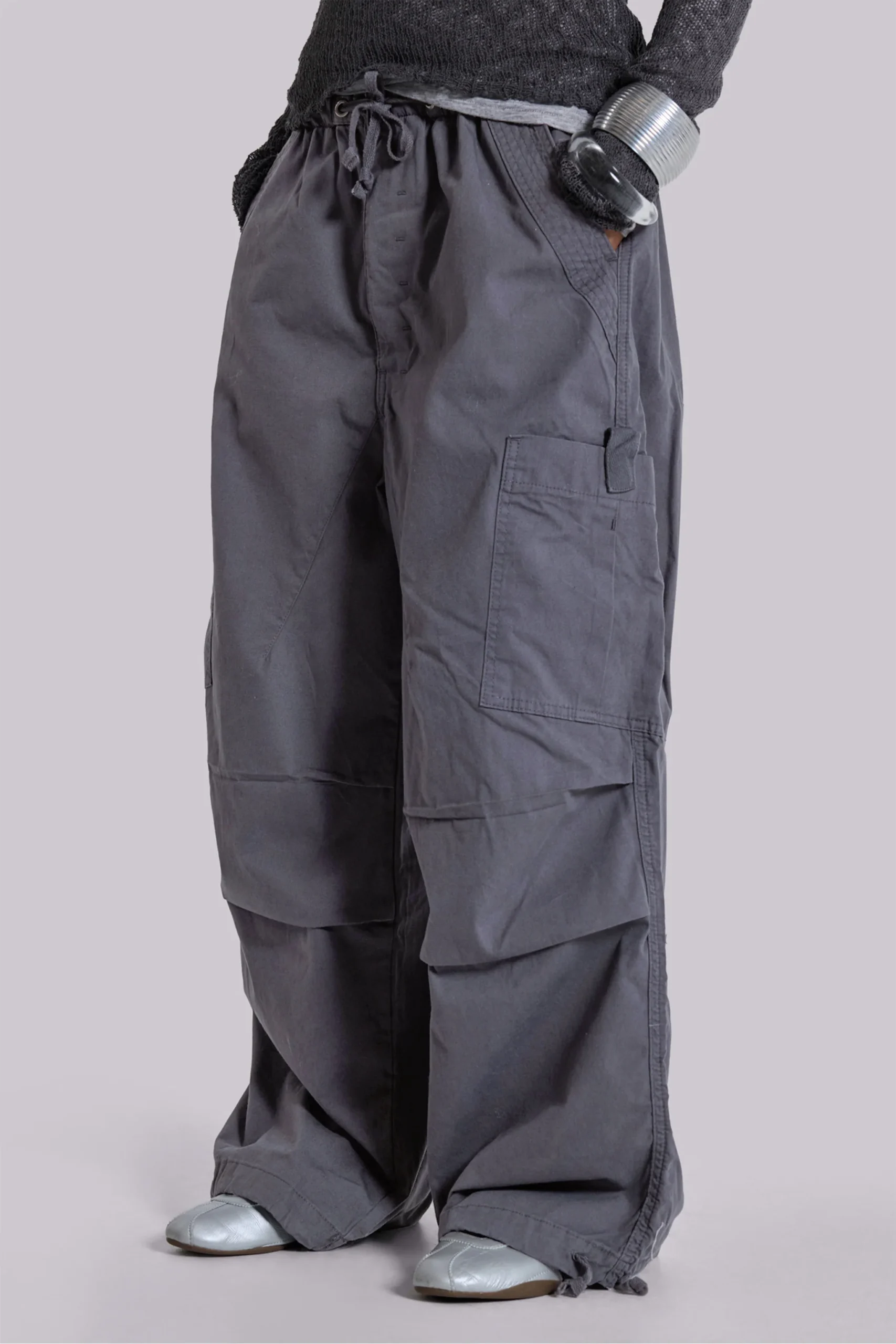 Vintage Grey Parachute Cargo Pants