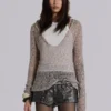 Naia Loose Knit Hooded Top in Clay