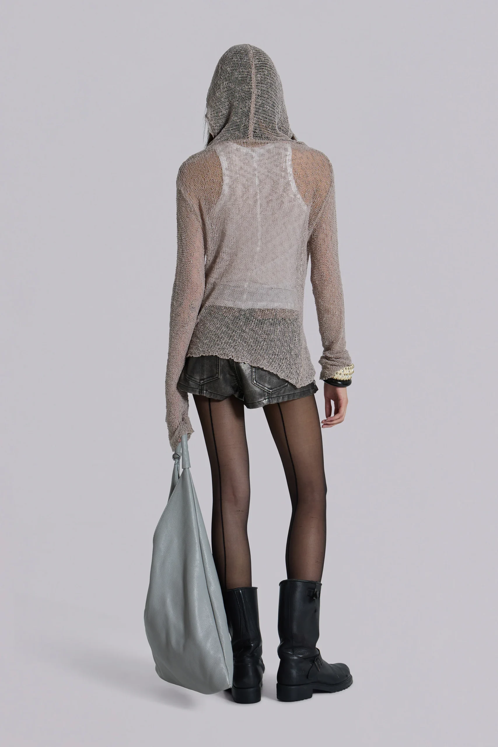 Naia Loose Knit Hooded Top in Clay