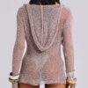 Naia Loose Knit Hooded Top in Clay