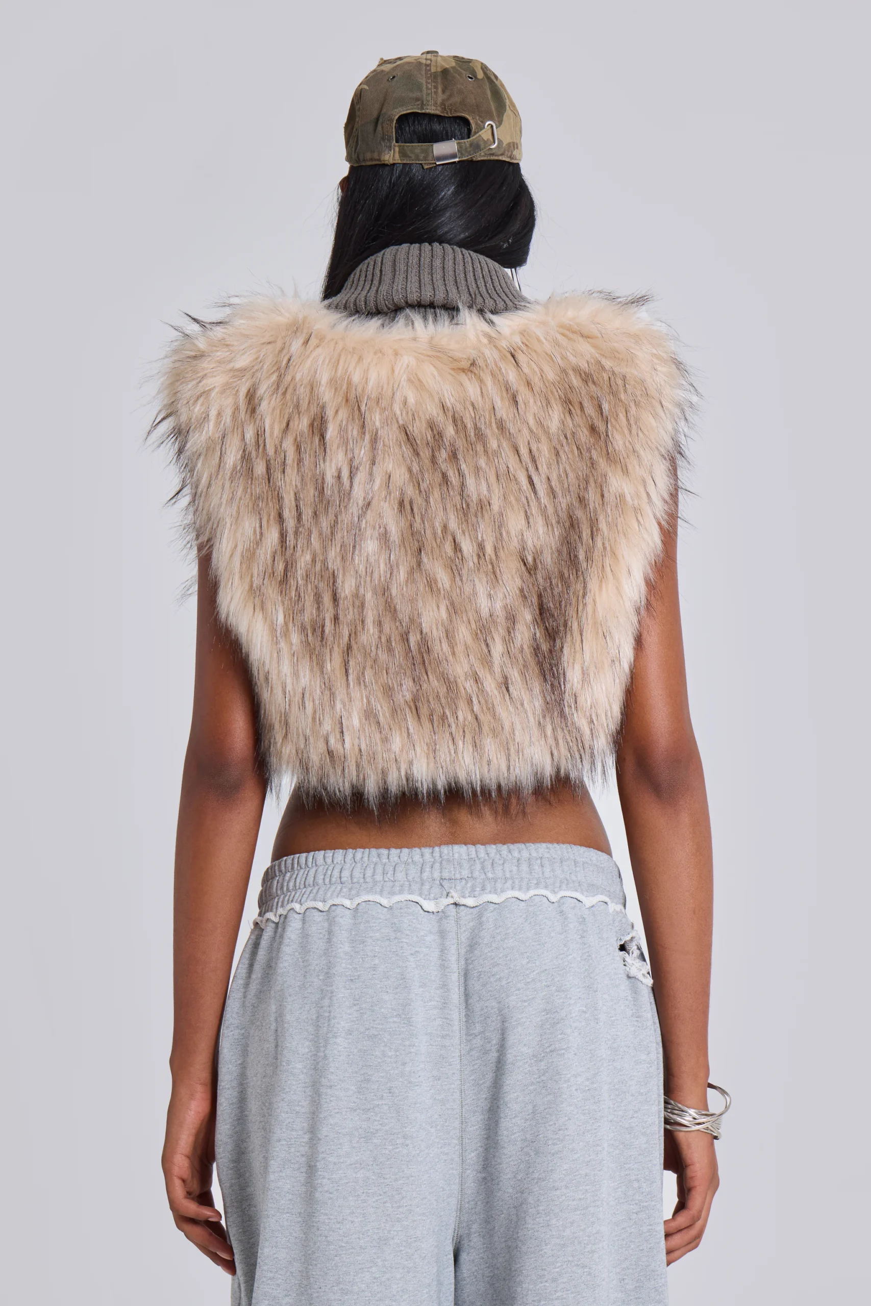 Meka Faux Fur Knit Shrug