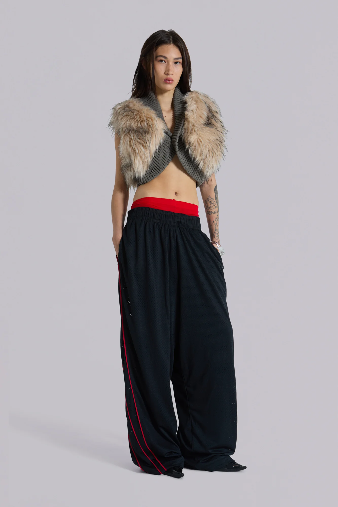 Meka Faux Fur Knit Shrug