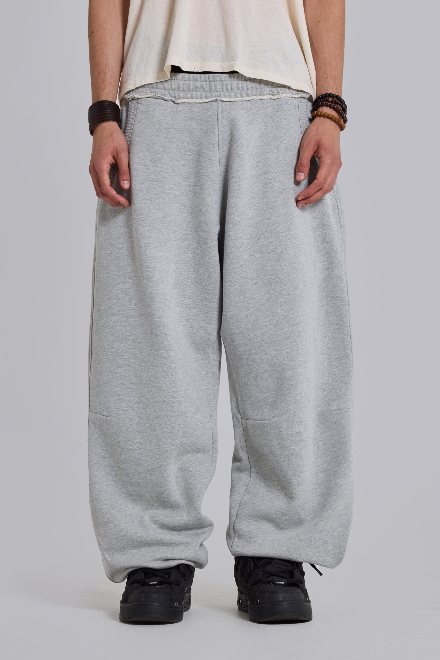 Grey Marl Cuffed Baggy Monster Joggers