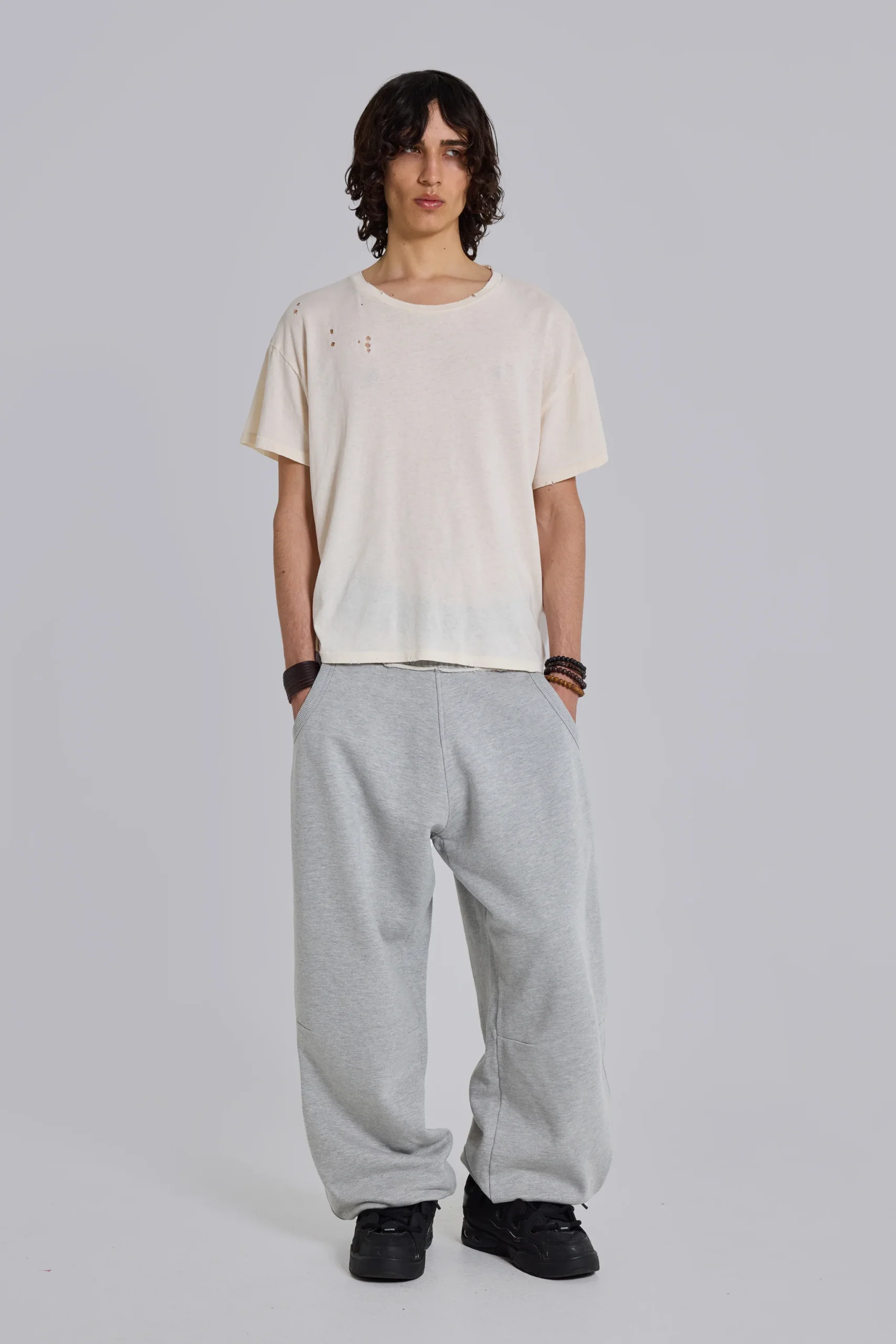 Grey Marl Cuffed Baggy Monster Joggers