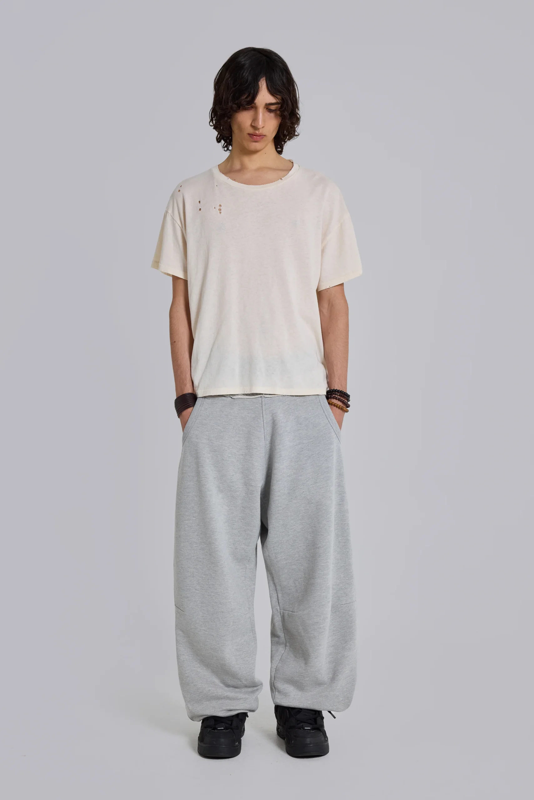 Grey Marl Cuffed Baggy Monster Joggers