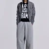 Grey Marl Cuffed Baggy Monster Joggers