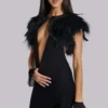Ravenna Backless Halter Maxi Dress with Feathers