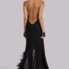 Ravenna Backless Halter Maxi Dress with Feathers