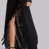 Ravenna Backless Halter Maxi Dress with Feathers