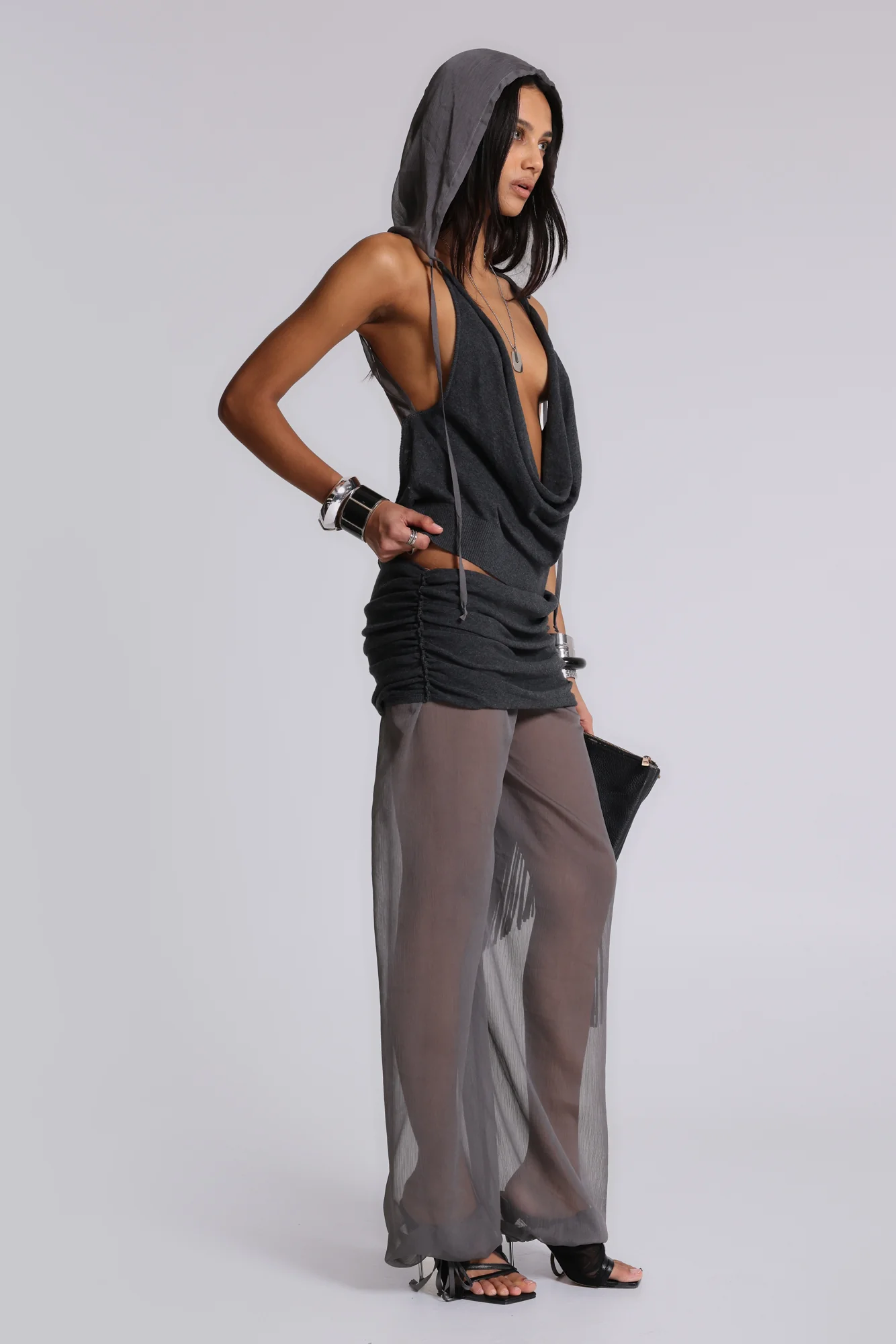 Lurien Knit and Chiffon Balloon Pants