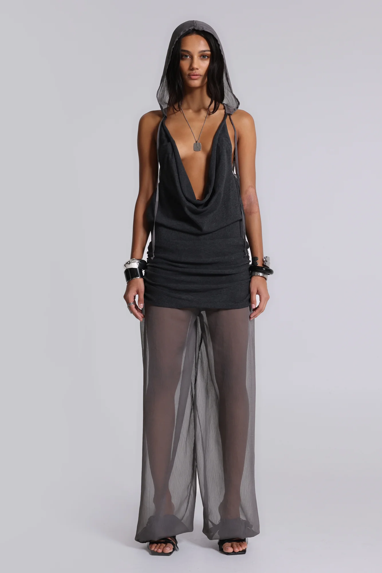 Lurien Knit and Chiffon Balloon Pants