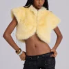 Saskia 2-in-1 Faux Fur Shrug in Yellow