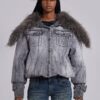 Alloy Denim Bomber Jacket in Grey