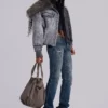 Alloy Denim Bomber Jacket in Grey