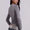 Xeni Glitter Long Sleeve Top in Silver