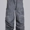 Black Oil Wash Parachute Pants