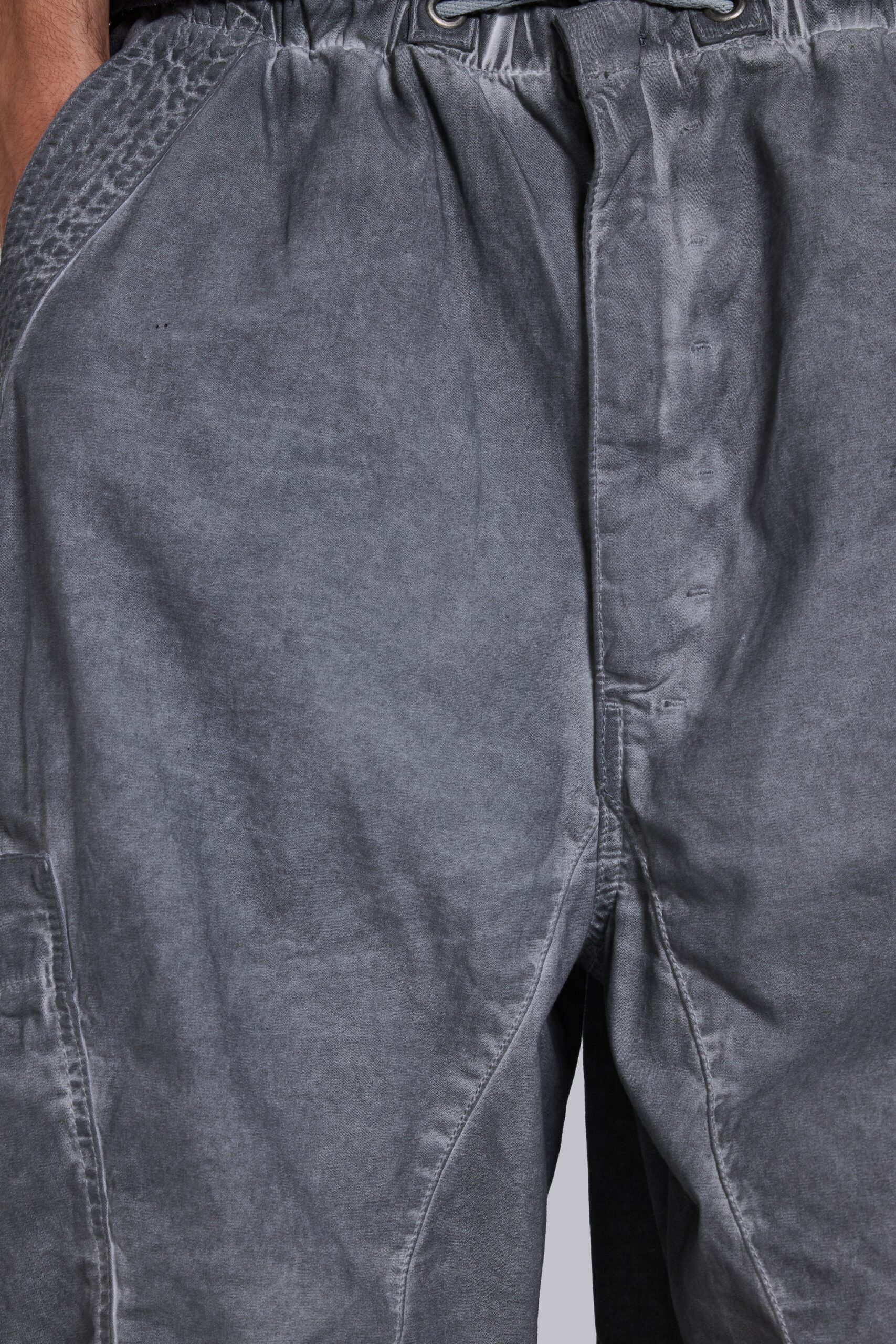 Black Oil Wash Parachute Pants