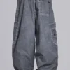 Black Oil Wash Parachute Pants