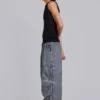 Black Oil Wash Parachute Pants