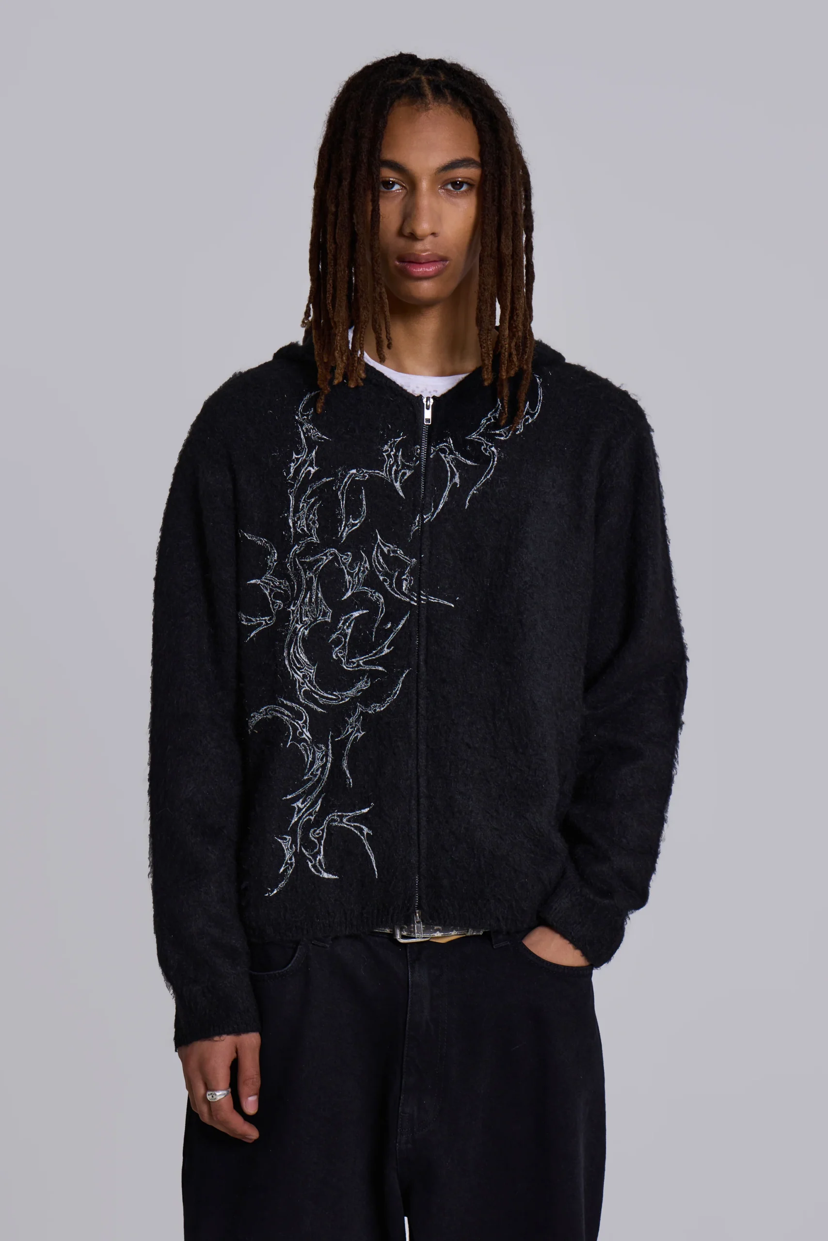 Scratch Mohair Zip-Up Hoodie