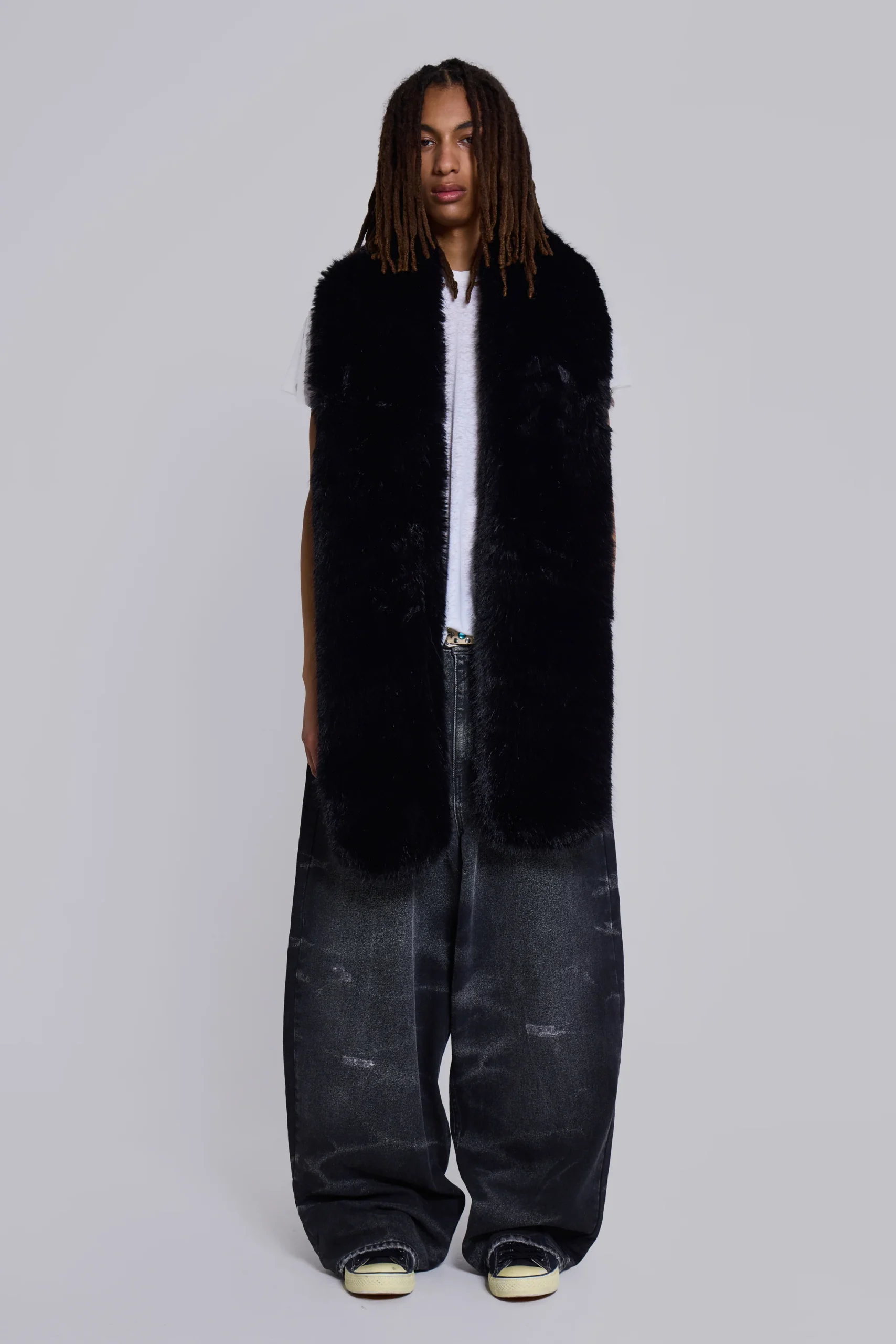 Black Cara Faux Fur Scarf