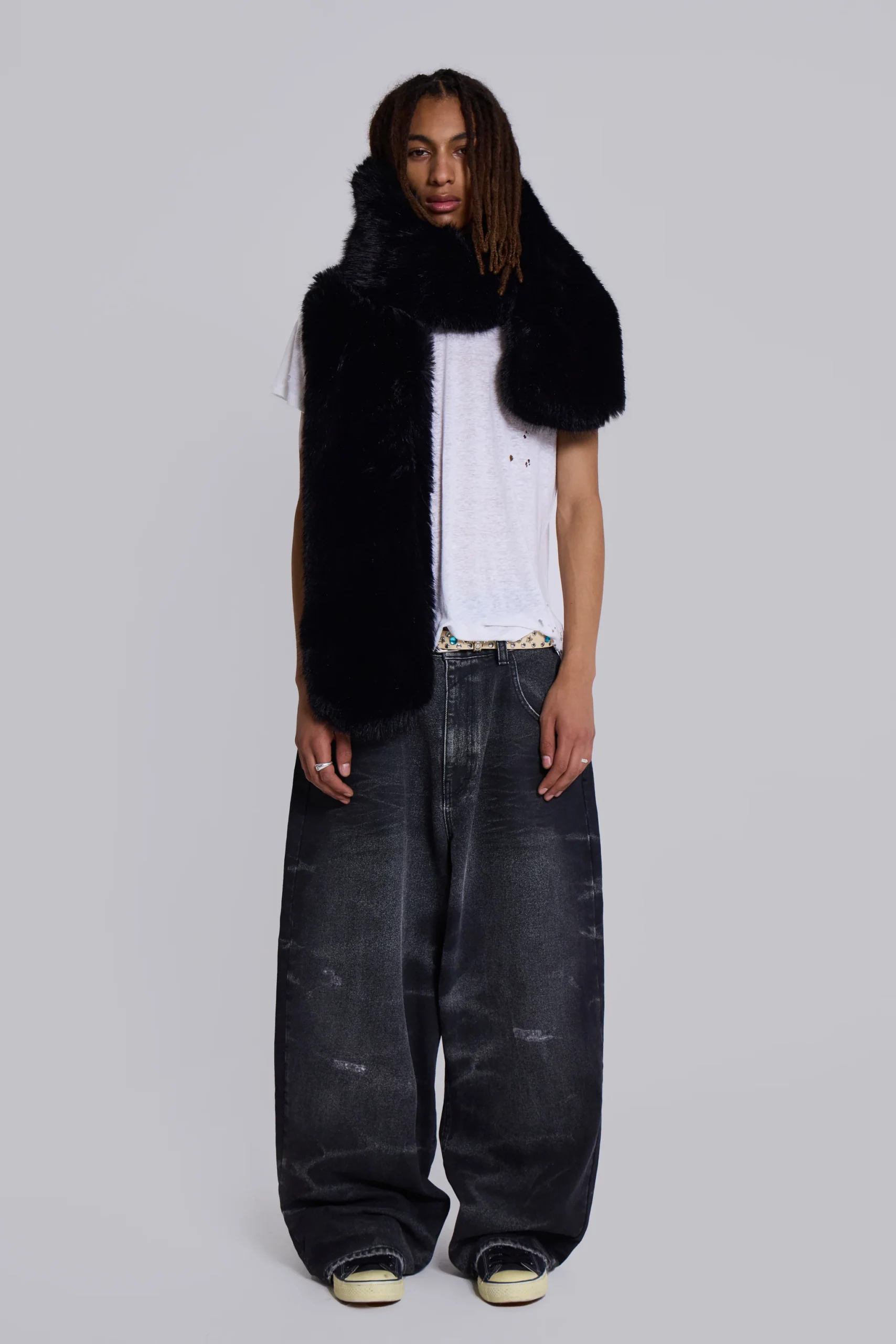Black Cara Faux Fur Scarf