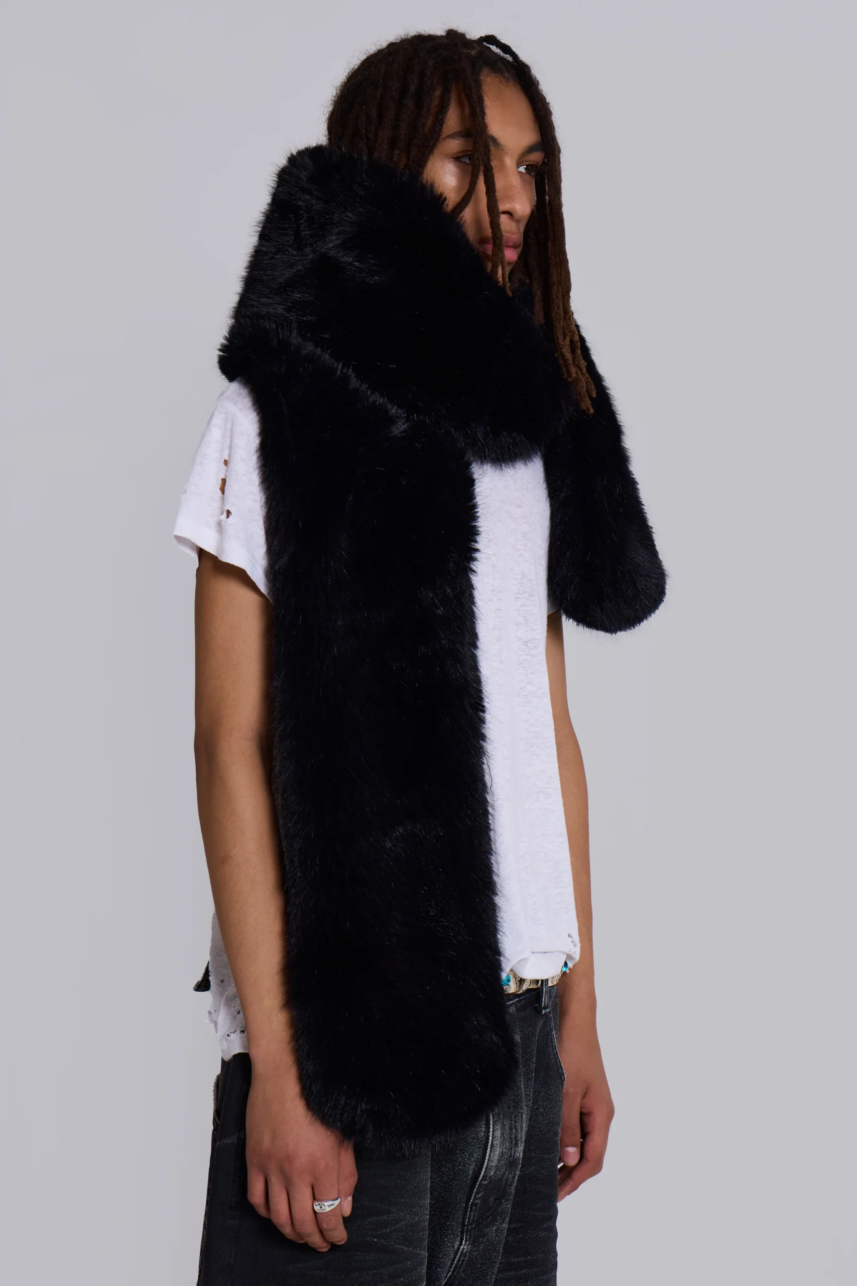 Black Cara Faux Fur Scarf