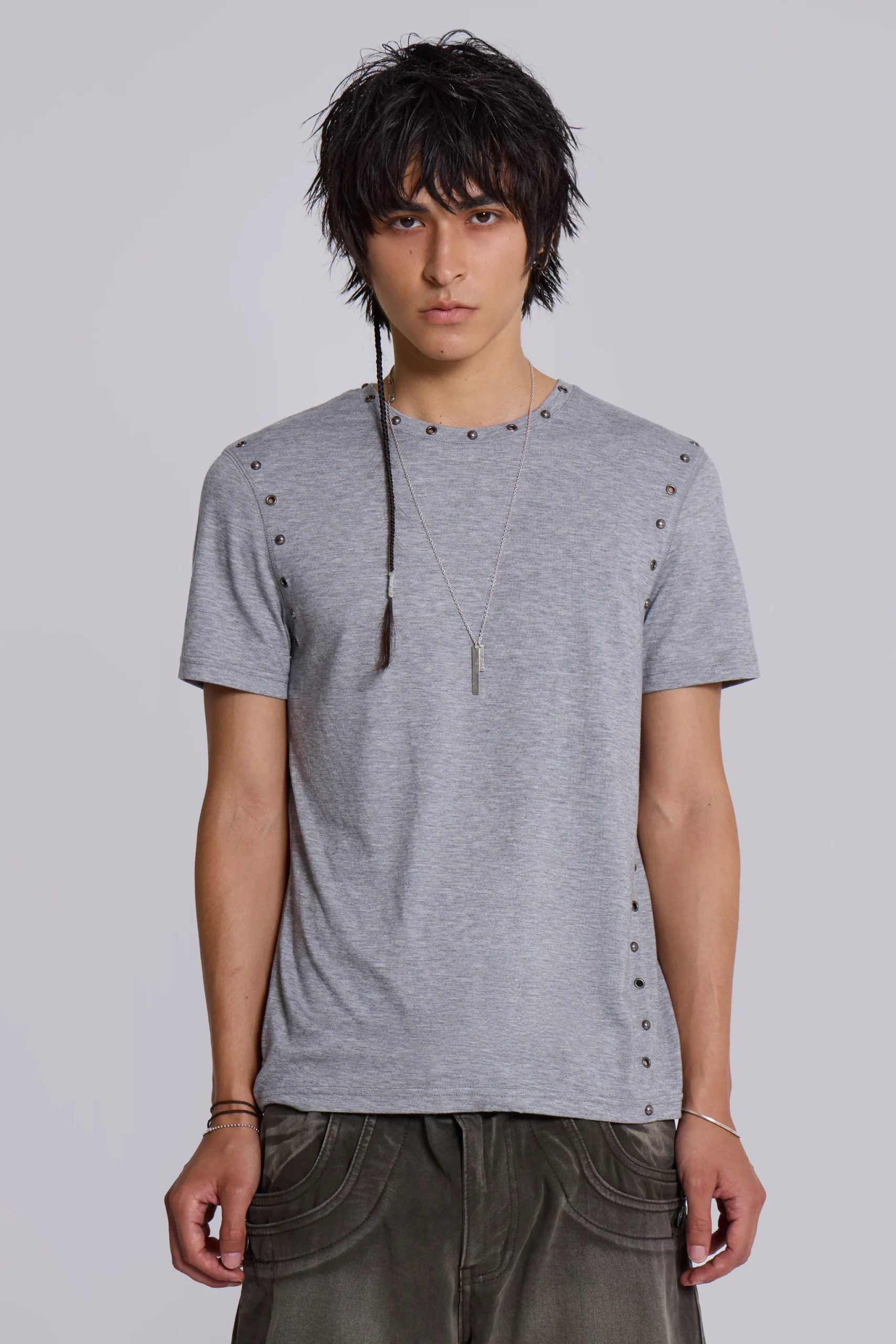 Studded Grey Marl Mist T-Shirt