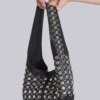 Osmium Studded Leather Bag in Black