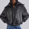 Black Alloy Vegan Leather Bomber Jacket