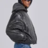 Black Alloy Vegan Leather Bomber Jacket