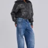Black Alloy Vegan Leather Bomber Jacket