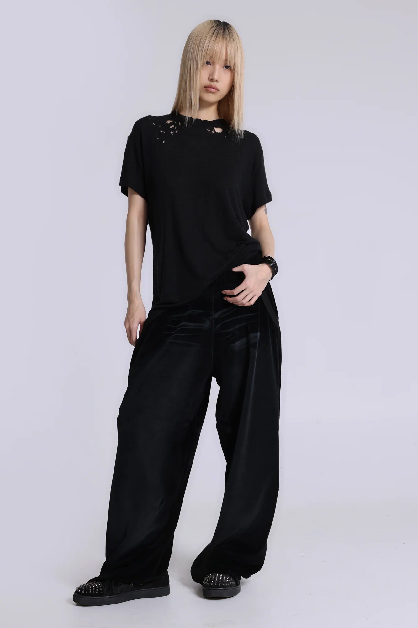 Denim Wash Velour Monster Joggers
