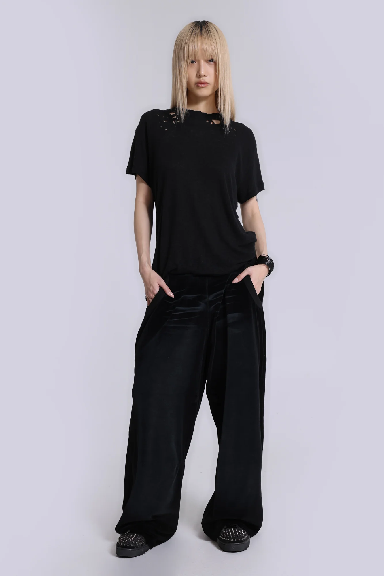 Denim Wash Velour Monster Joggers