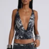 Lythra Hand-Beaded Cowl Top