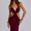 Hesperia Draped Maxi Dress in Burgundy